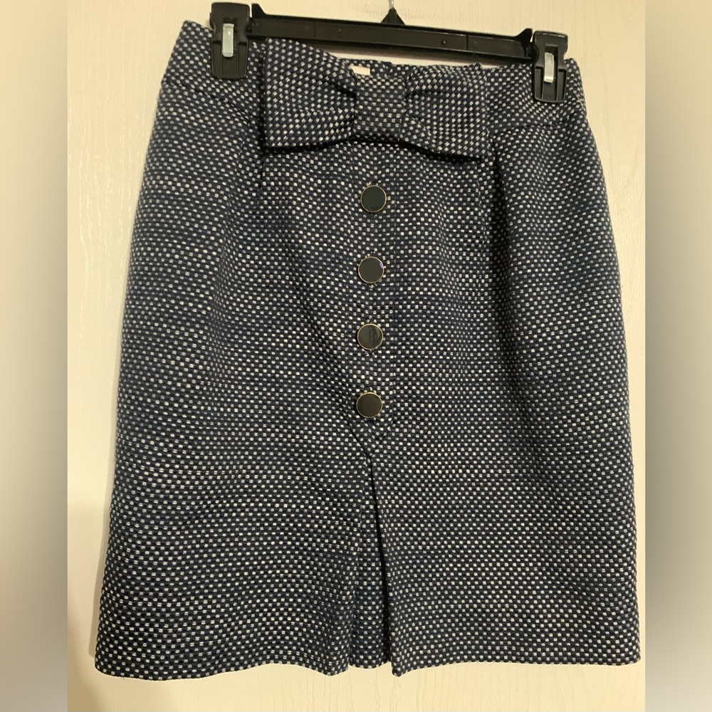 Leifsdottir Anthropologie Blue Tweed Bow Skirt